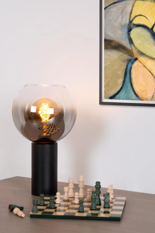 Lucide MARIUS - Lampe de table - Ø 20 cm - 1xE27 - Noir - ambiance 1